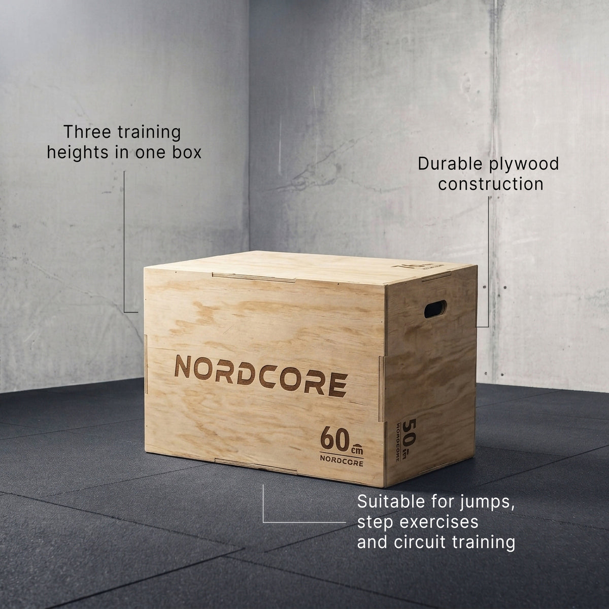 
              Nordcore Plyo Box Wooden 50X60X76CM