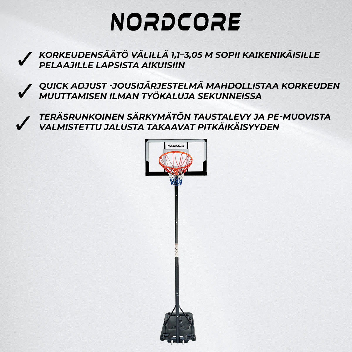 
              Nordcore Koripalloteline Finisher 1,1-3,05M