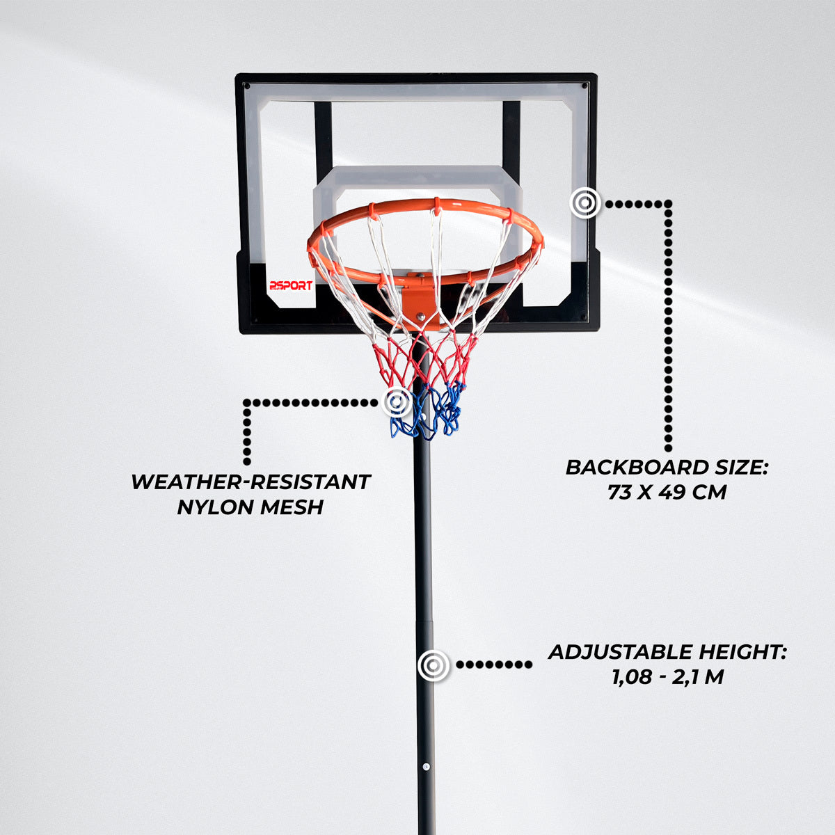 
              Prosport Basketballkorb Kids 1.1-2.1m