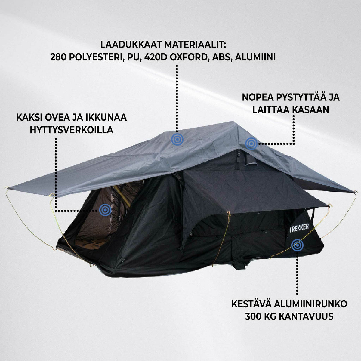 
              Trekker Kattoteltta Camper M, Musta