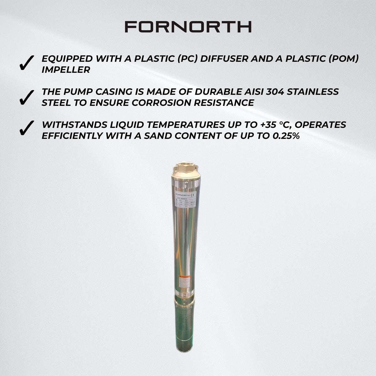 
              Fornorth Tauchpumpe für Brunnen 1,1 kW, 1,5 PS