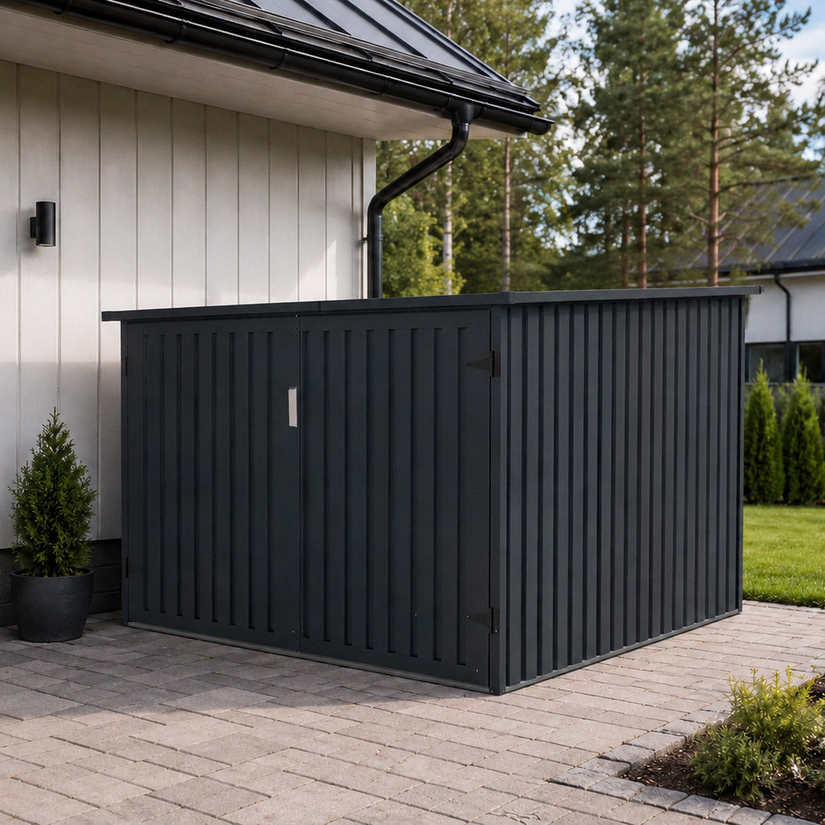 
              Fornorth Fahrradgarage für vier Fahrräder 203 x 198 x 157 cm, Dunkelgrau