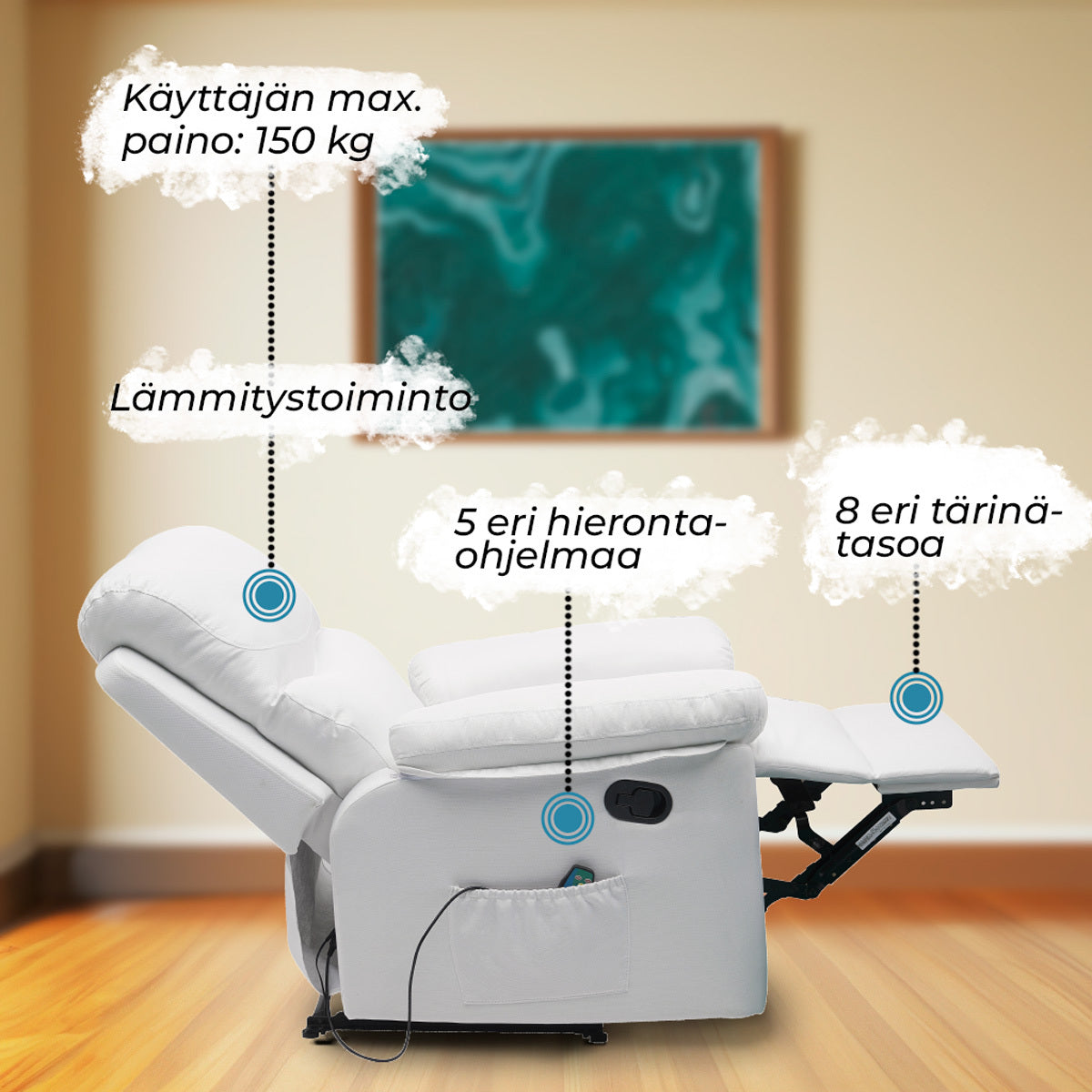 
              Lykke Hierontatuoli, valkoinen