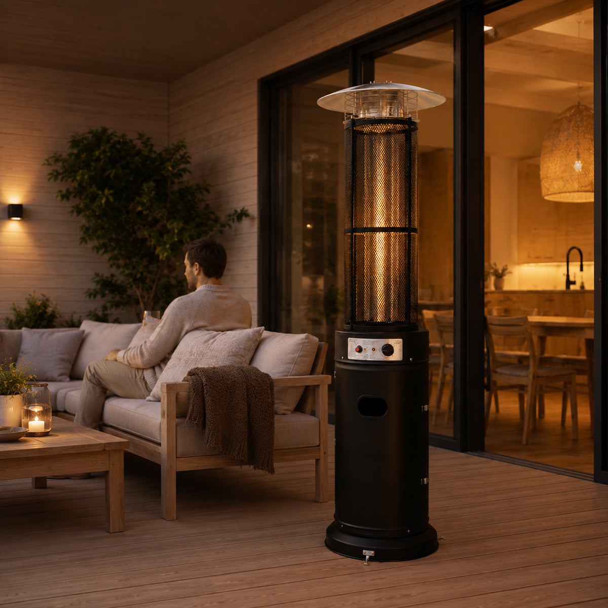 
              Fornorth Chauffage d'extérieur Round Tube 11kW alimenté au gaz, noir