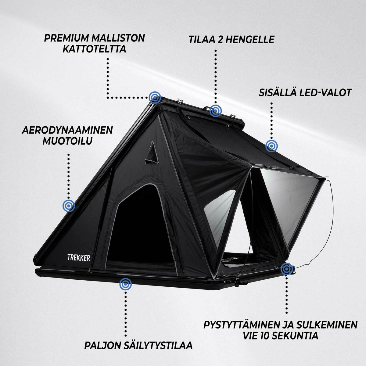 
              Trekker Kattoteltta Voyager M, Musta