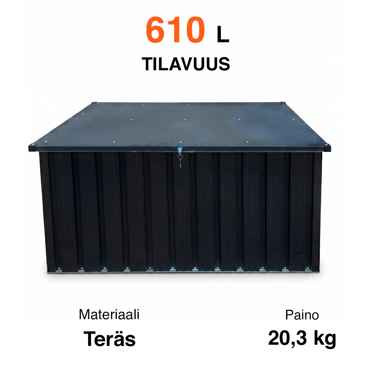 
              Fornorth Säilytyslaatikko ulos 131x78x73cm 610L, musta