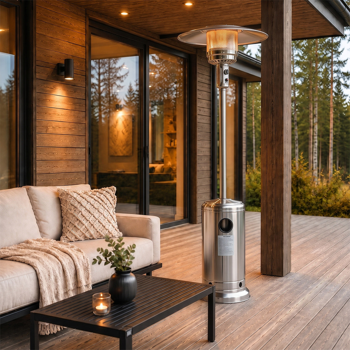 
              Fornorth Fungo Riscaldante Stand Patio 13kW alimentato a gas, acciaio inox