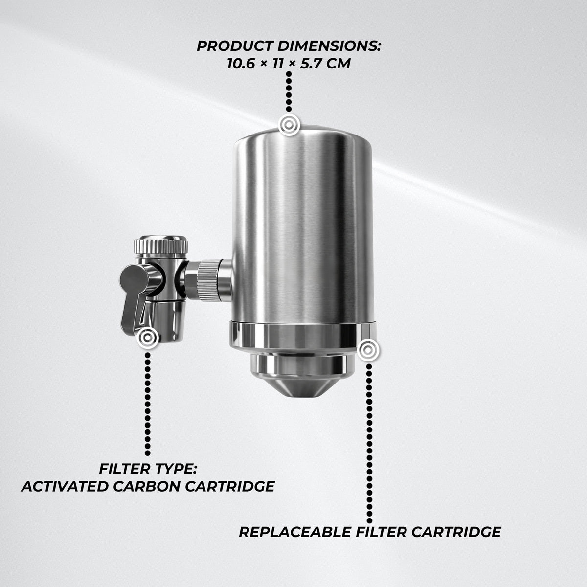 
              Lykke Faucet Water Filter, Silver
