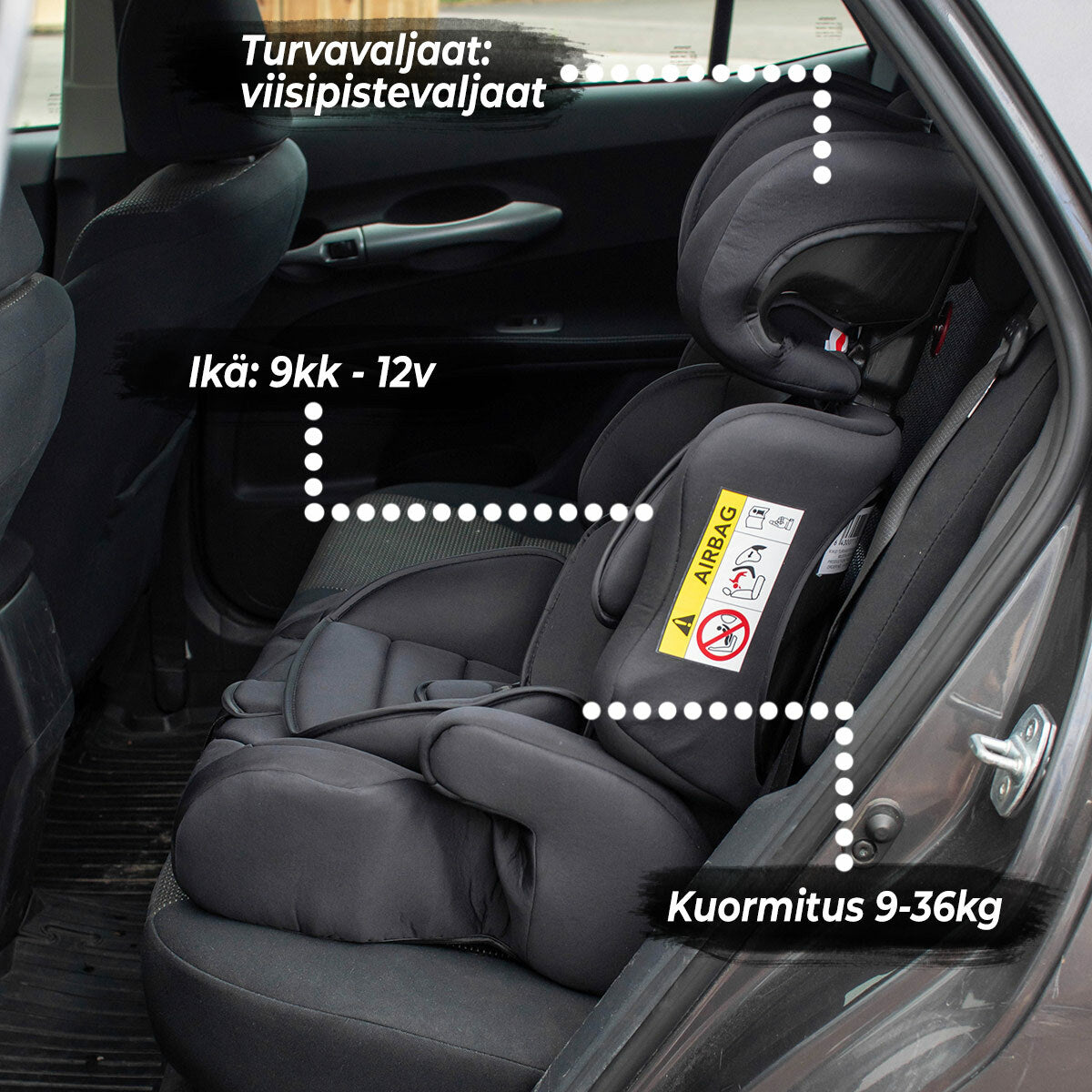 
              Kikid Turvaistuin Basic Sininen, 9-36kg