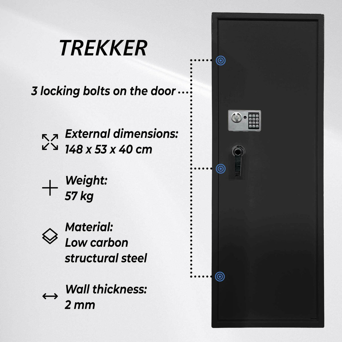 
              Trekker Armario para 10 Armas AS1000 v2, Con Cerradura Digital, Negro