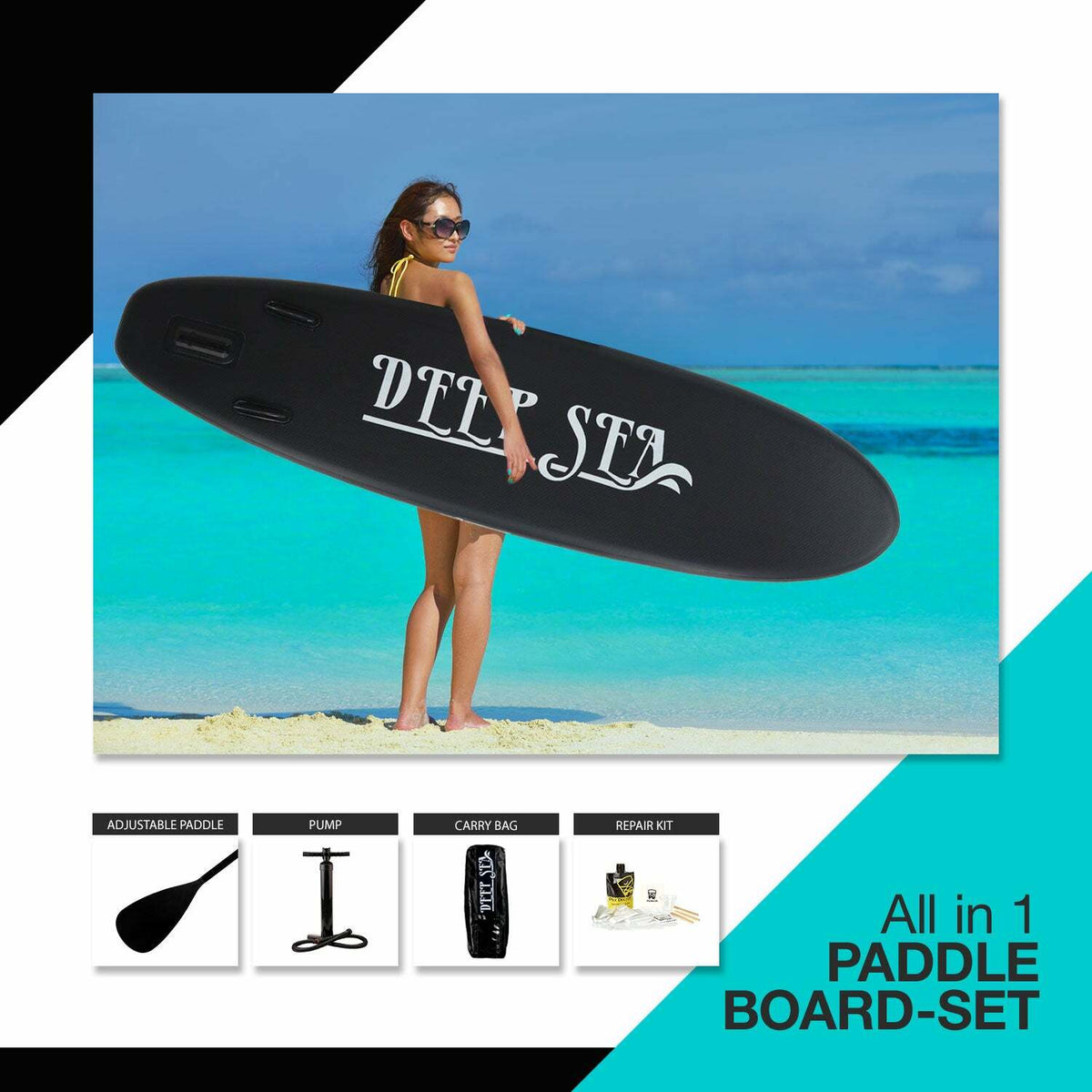 
              Deep Sea SUP Board Set Standard (275cm), nero