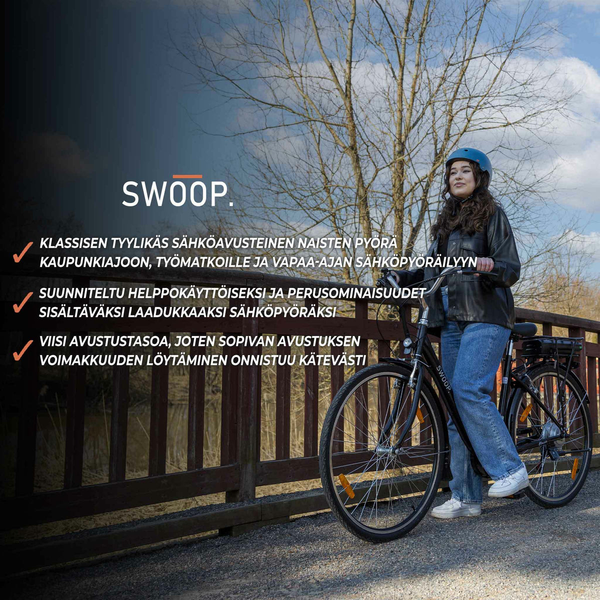 
              Swoop Sähköpyörä Classic, naisten 28&quot; musta