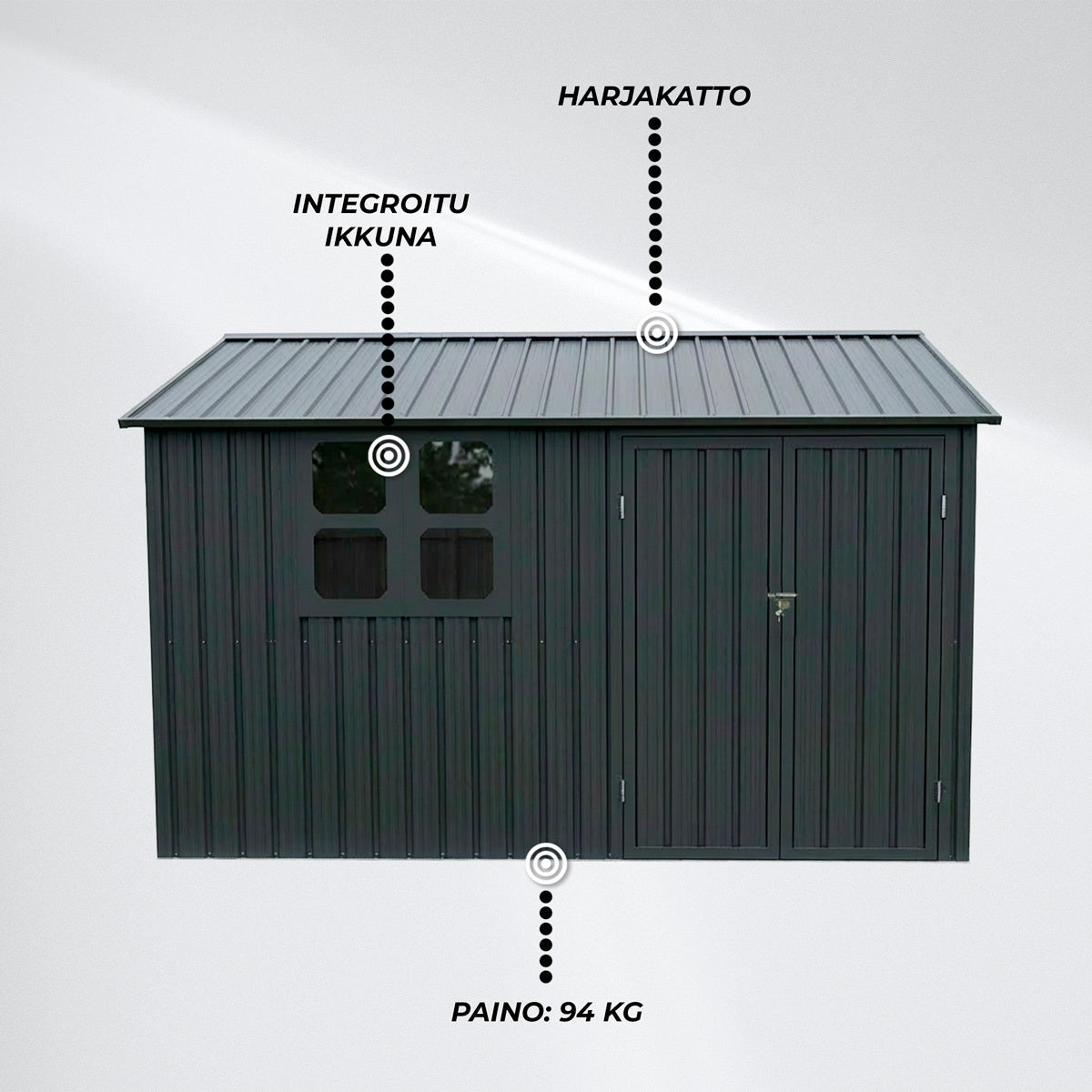 
              Fornorth Pihavarasto ikkunalla 313x260x205cm, antrasiitti