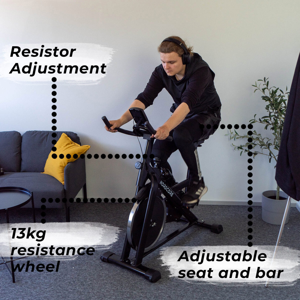 
              Nordcore Indoor cycle Core 1300, zwart