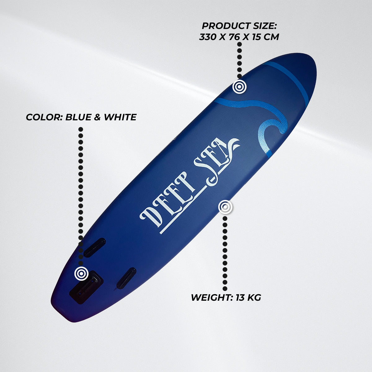 
              Deep Sea SUP Board Set XXL 330cm, Blauw-Wit