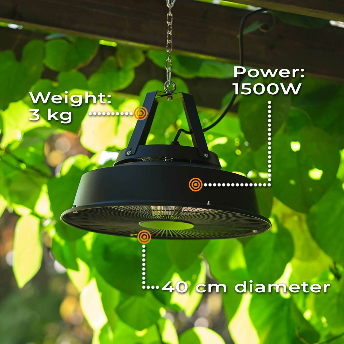 
              Fornorth Terrassevarmer Ceiling Heater Comfort 1500W, sort
