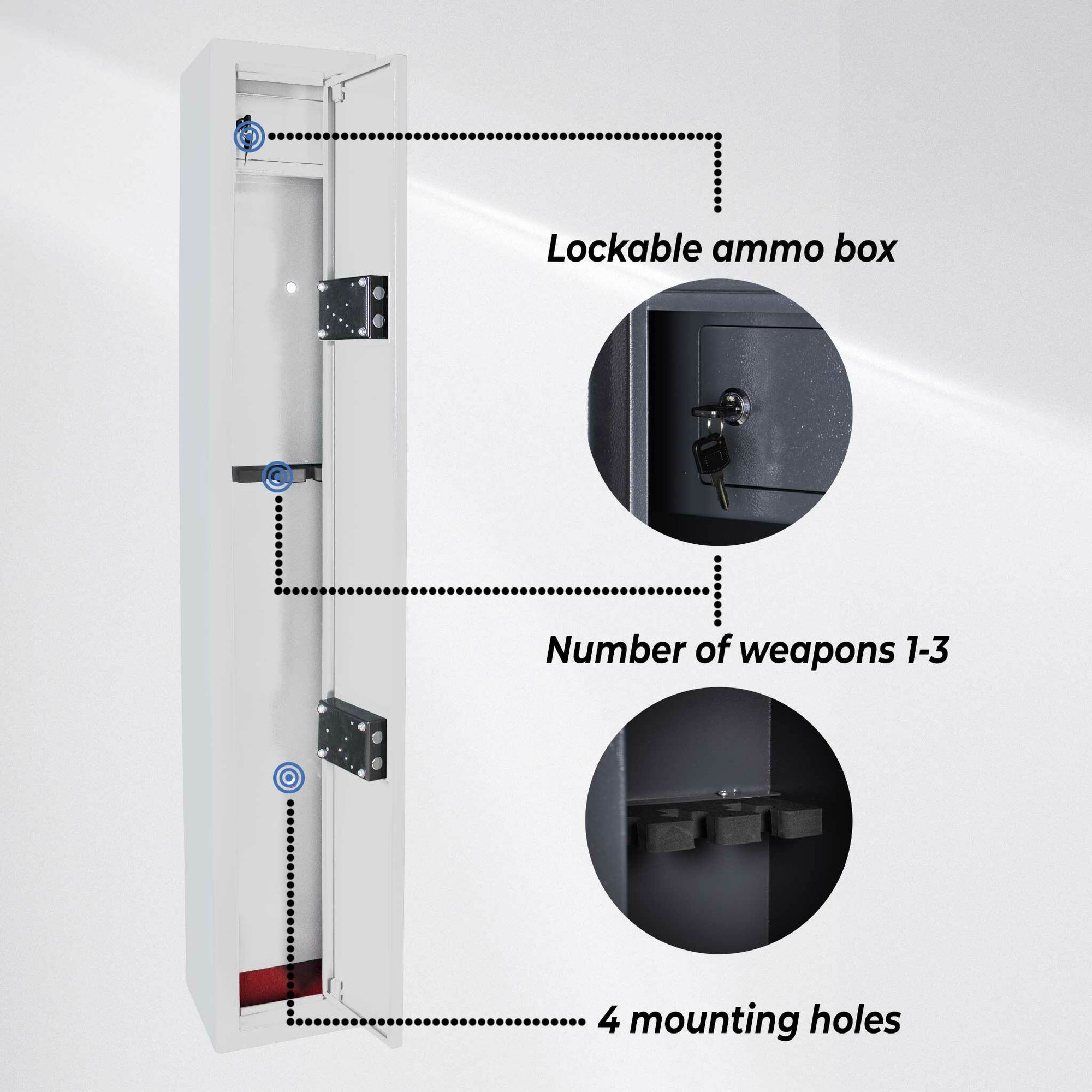 Trekker Gun cabinet for 3 guns AS300, white