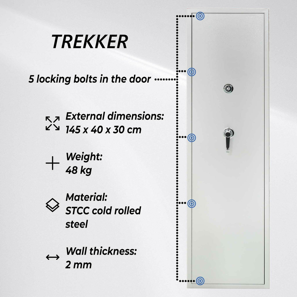 
              Trekker Våbenskab til 6 våben AS600, hvid