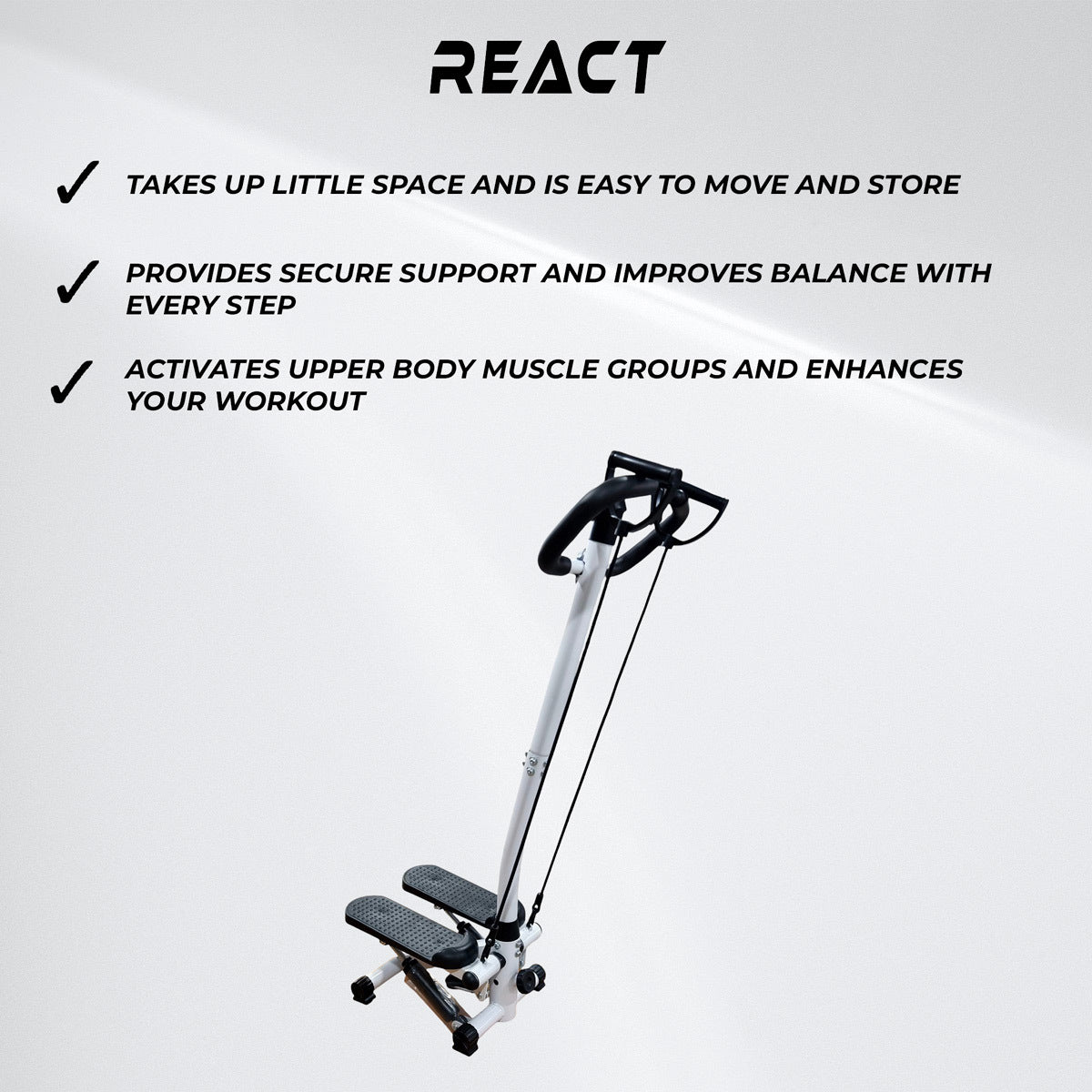 React mini stepper 200 con reposabrazos