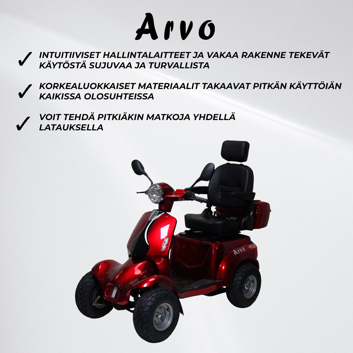 
              Arvo Senioriskootteri P900 Punainen