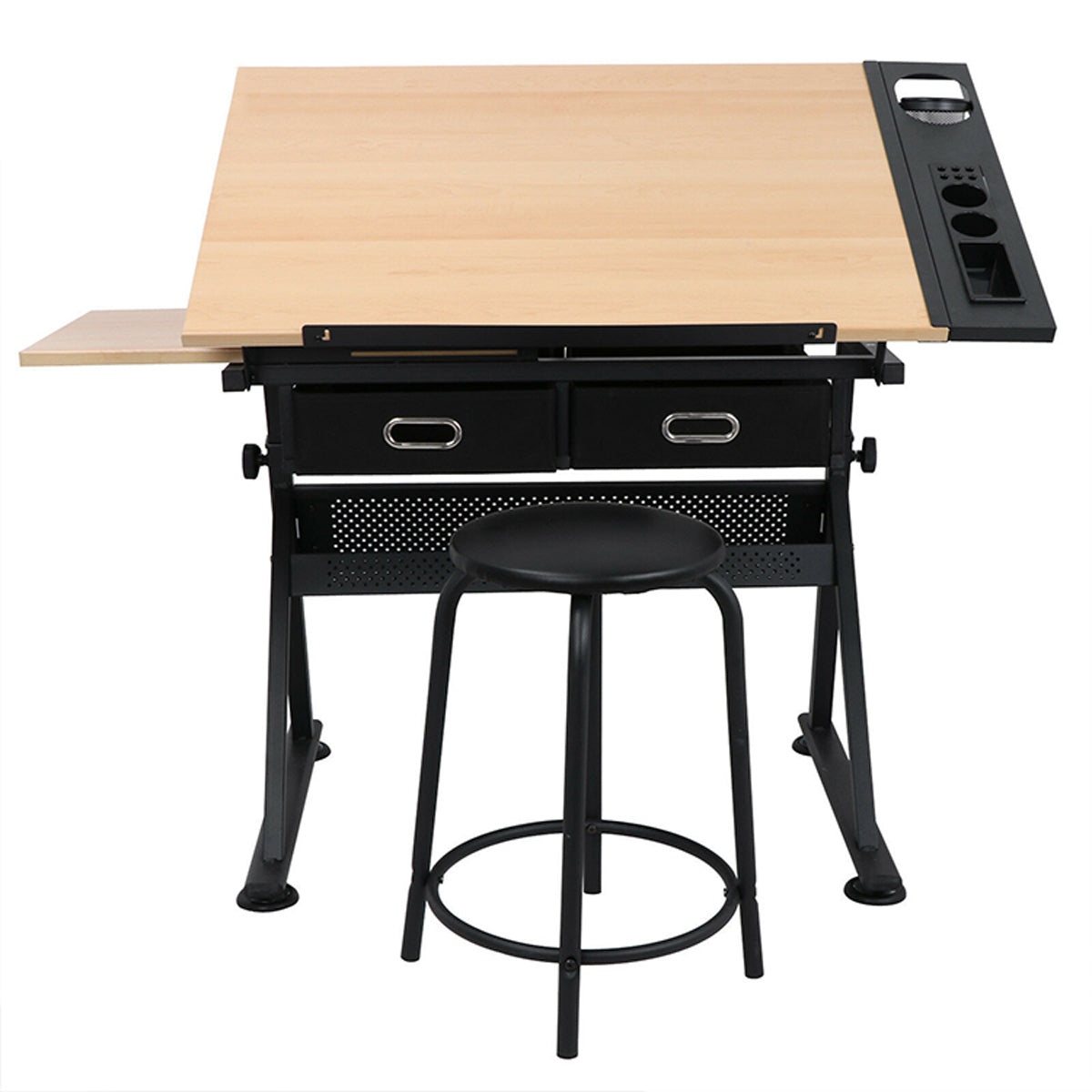 Lykke Drawing table with wooden top and stool