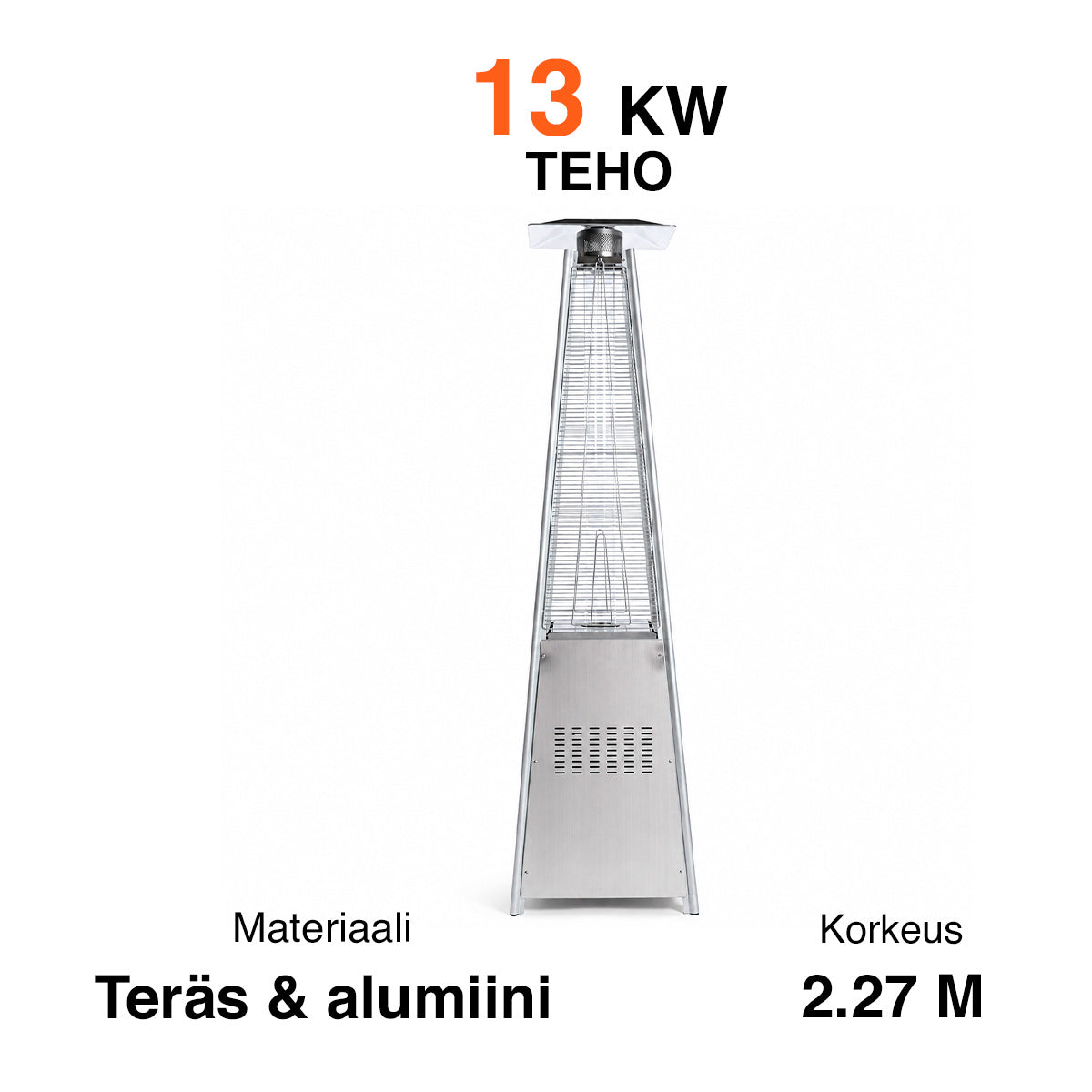 
              Fornorth Terrasverwarmer Pyramid 13kW gasvermogen, roestvrij staal