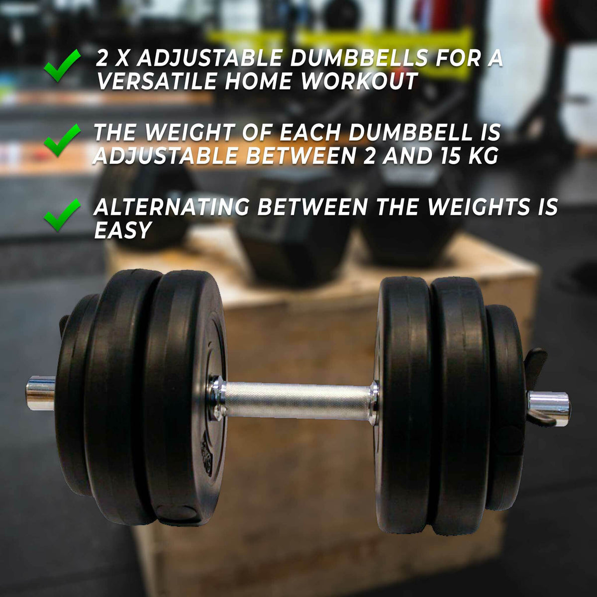 
              Fit&#39;n Shape 2x Verstelbare Dumbbells, 30kg