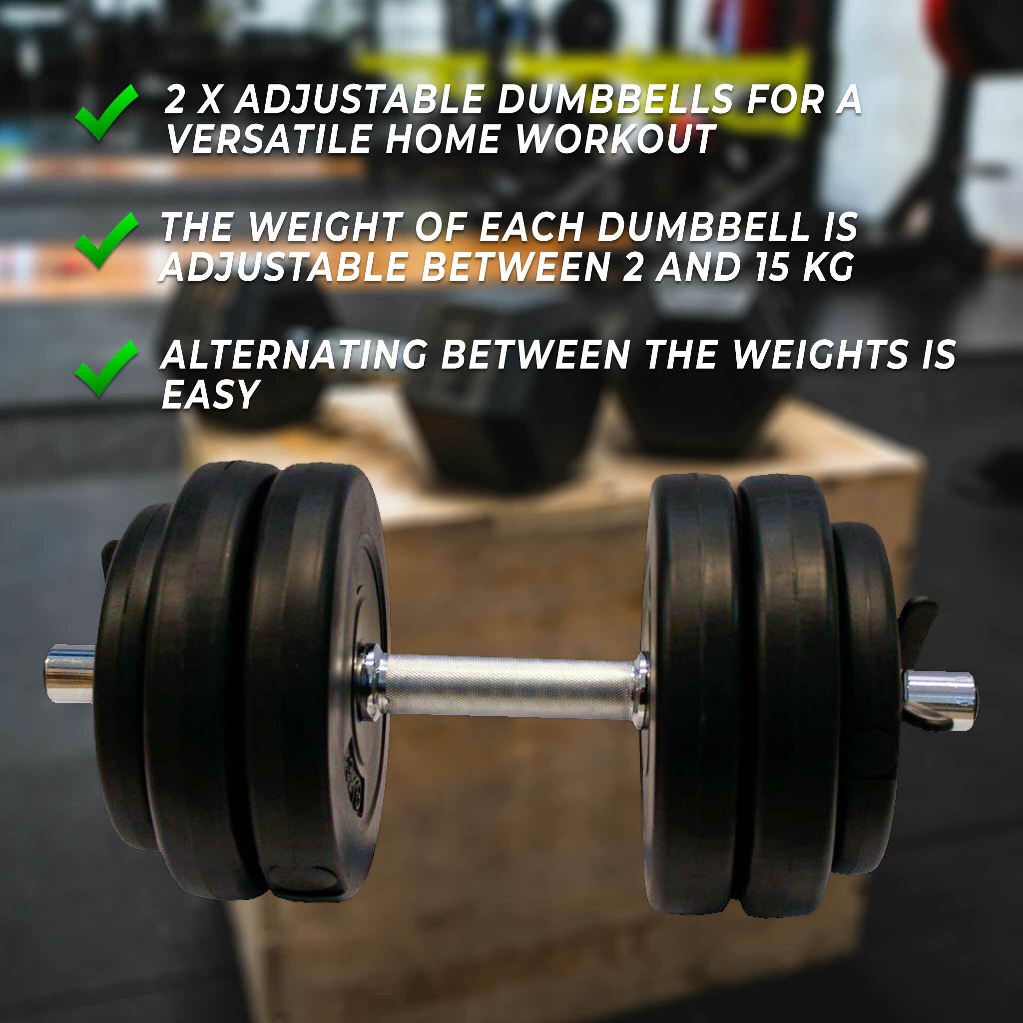 Fit'n Shape 2x Adjustable Dumbbells, 30kg - Nordic ProStore