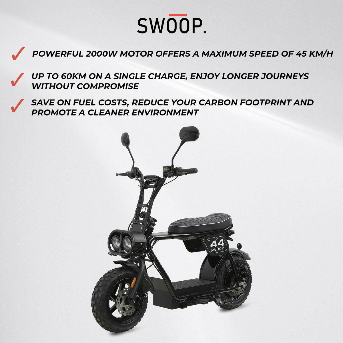 
              Swoop Elektrische brommer Turbo 2000W Zwart