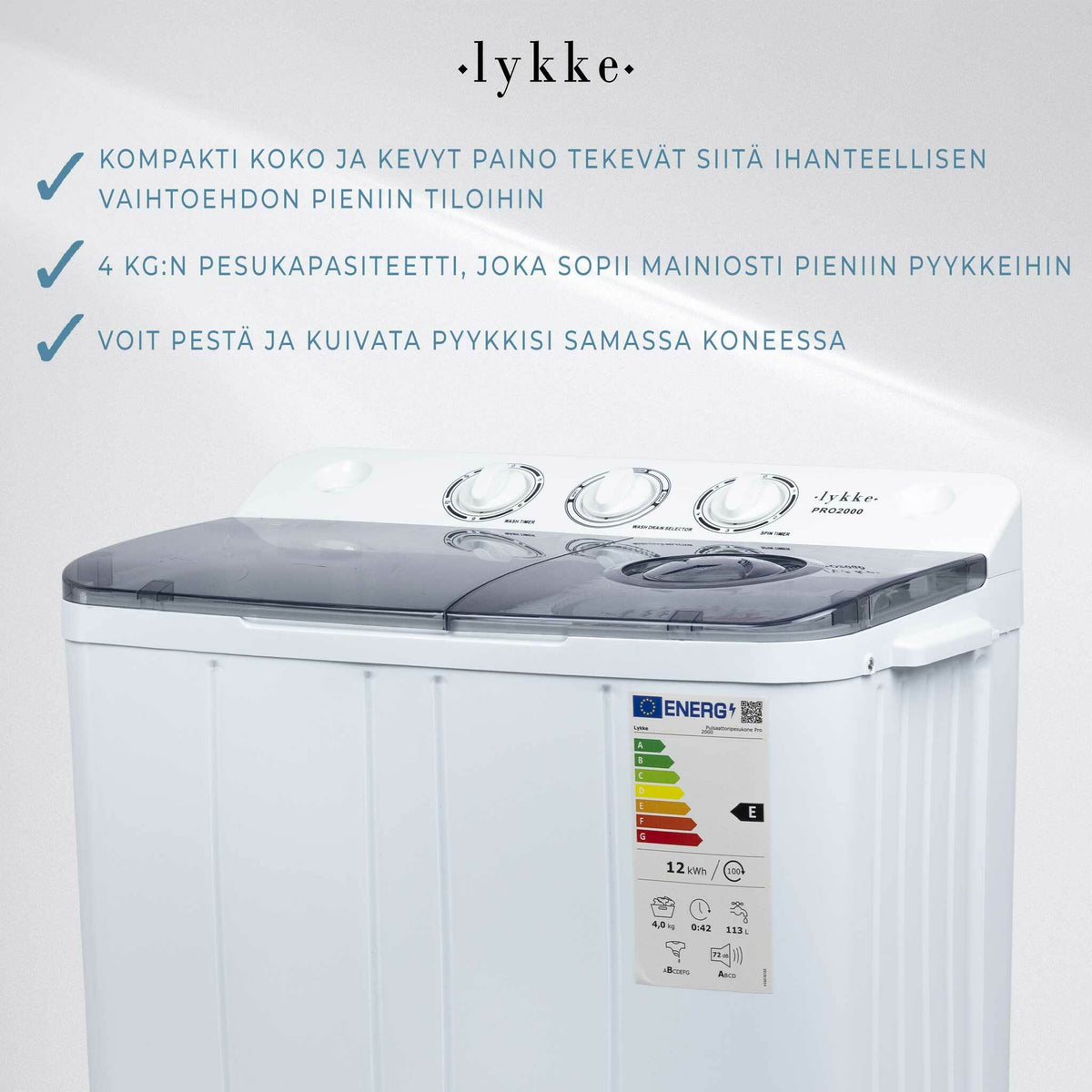 
              Lykke Pulsaattoripesukone Pro 2000
