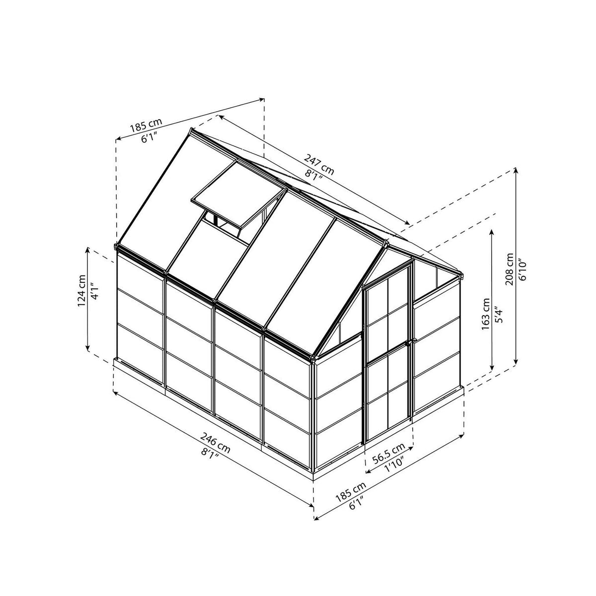 
              Palram-Canopia Tuinkas Hybrid, 4,6m², 6x8, zilver