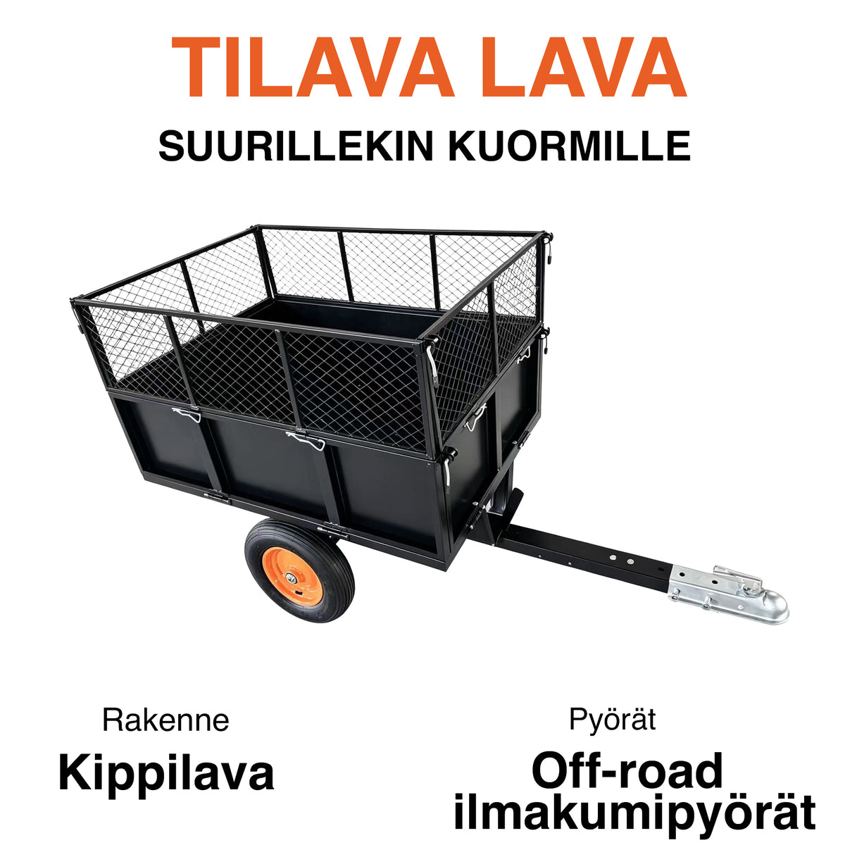 
              Fornorth Mönkijän peräkärry kipillä, 153x76x110cm