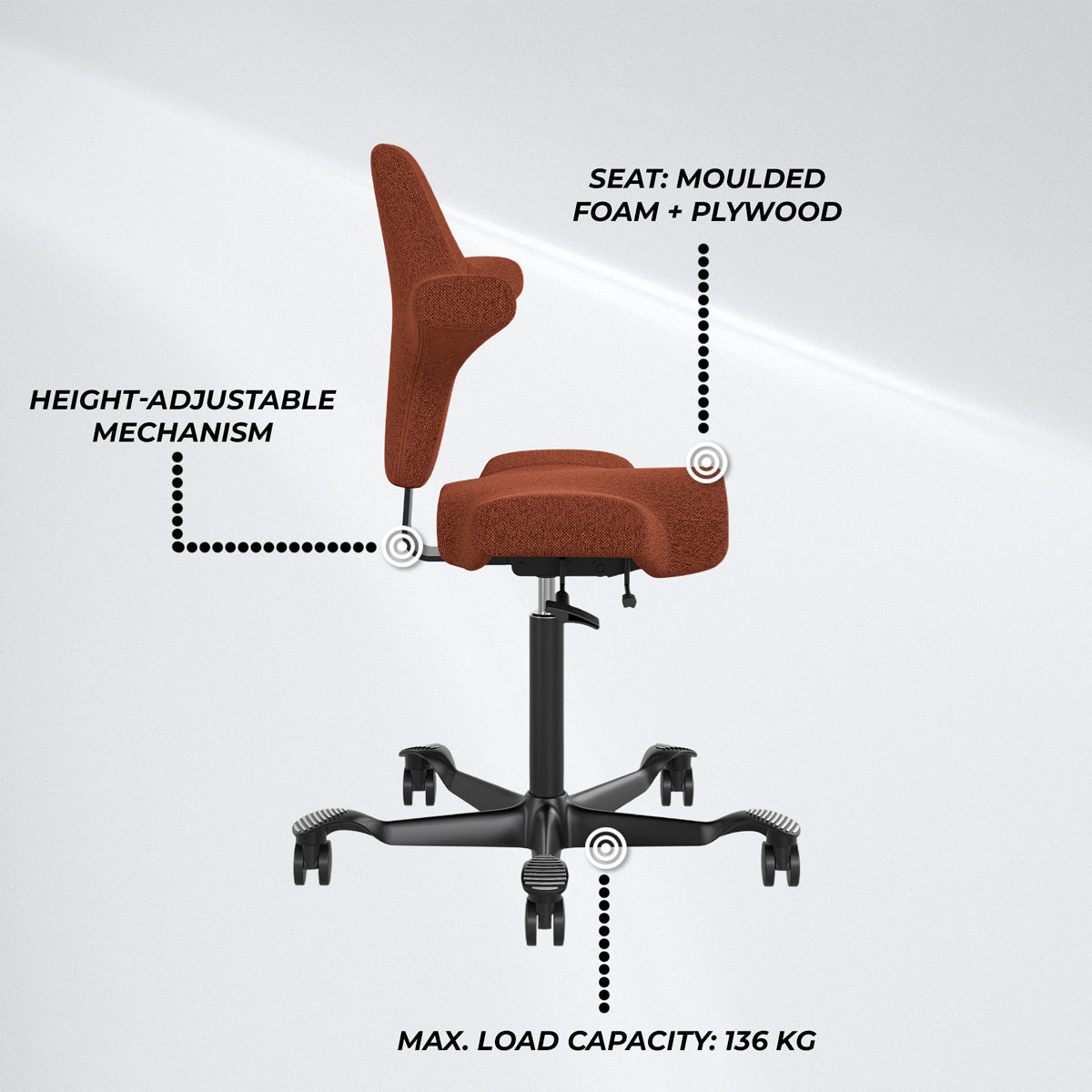 
              Chaise de bureau ergonomique Lykke Comfort, Orange