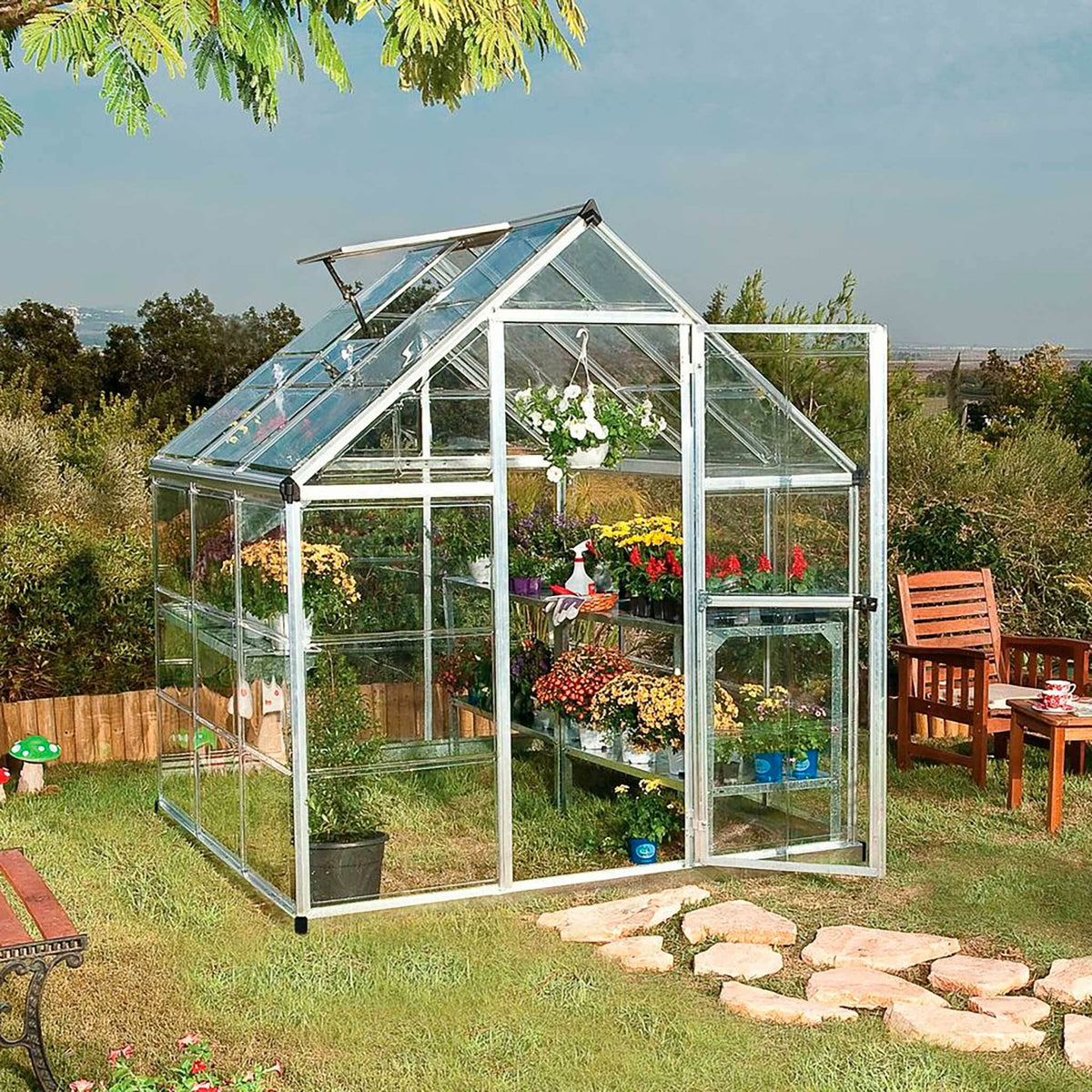 
              Palram-Canopia Tuinkas Harmony, 3,4m², 6x6, zilver