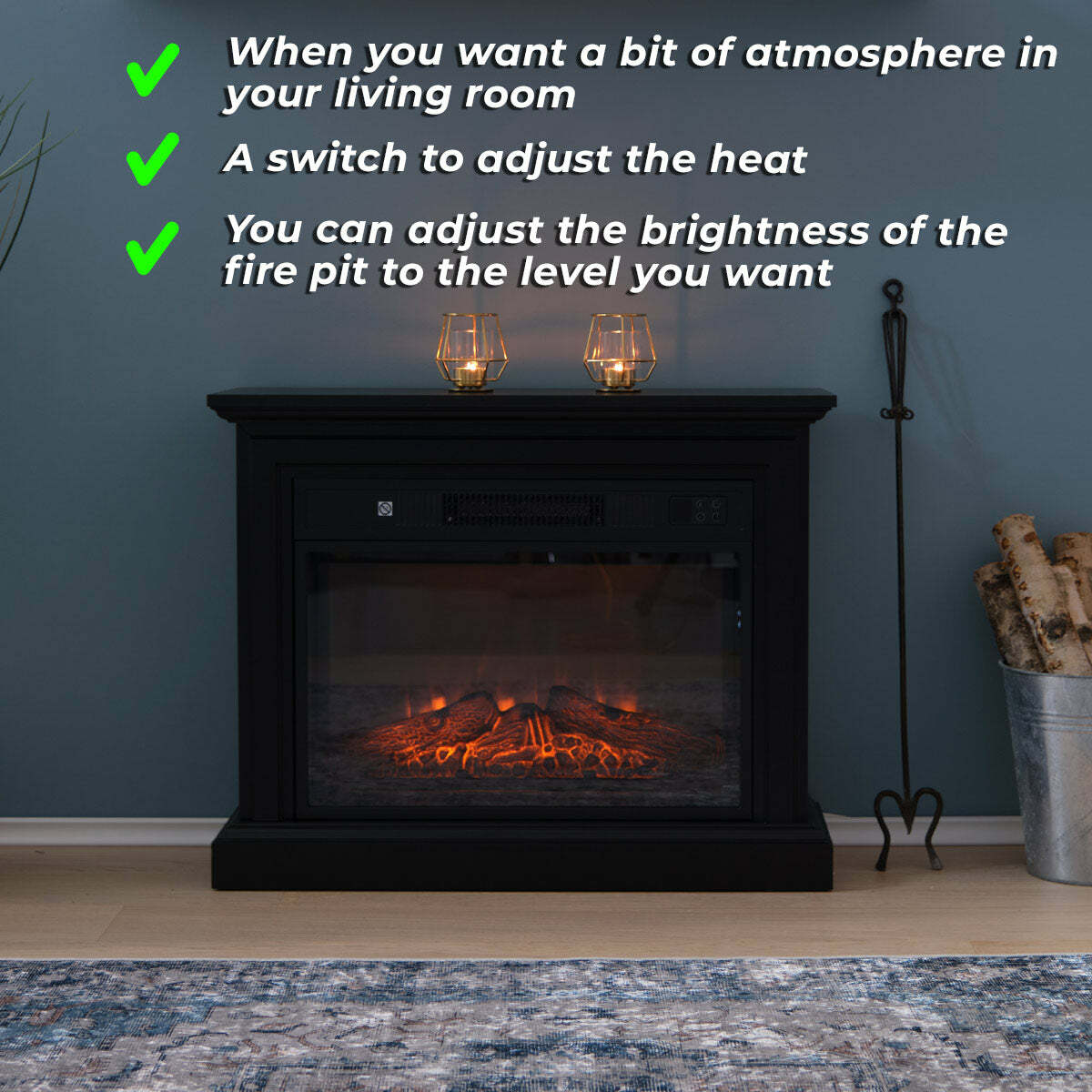 
              Lykke Elektrokamin M, 2000W, Zwart