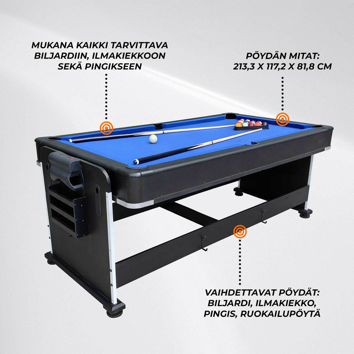 
              Blackwood Biljardipöytä 7&#39; 4-IN-1