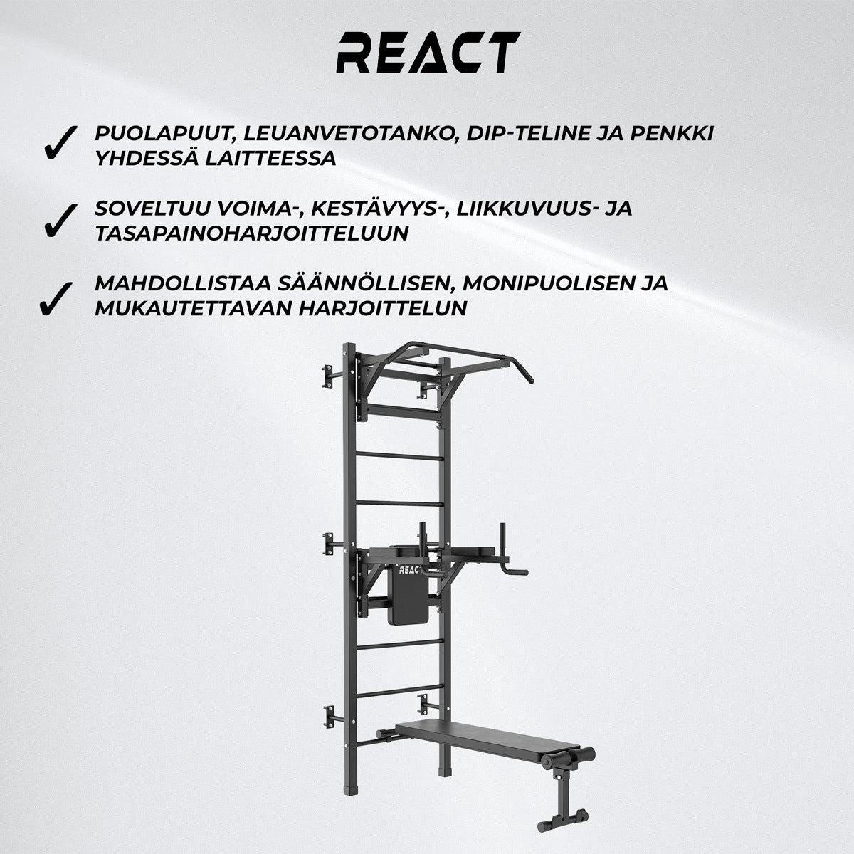 
              React Sprossenwand/Fitness Tower Metallic Black