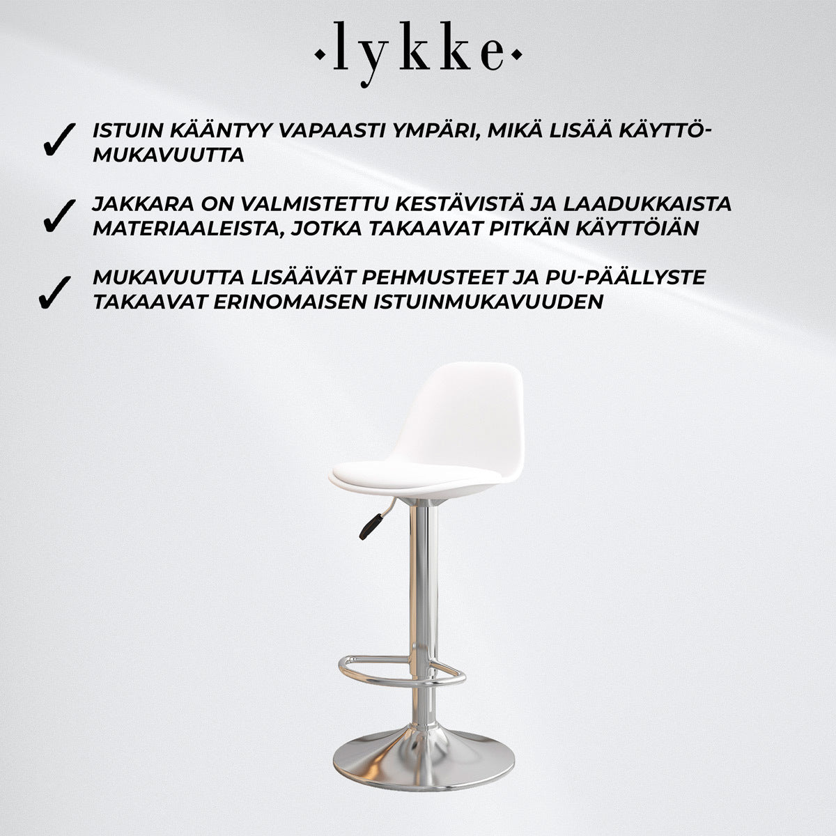 
              Lykke Bar Stool Comfort White