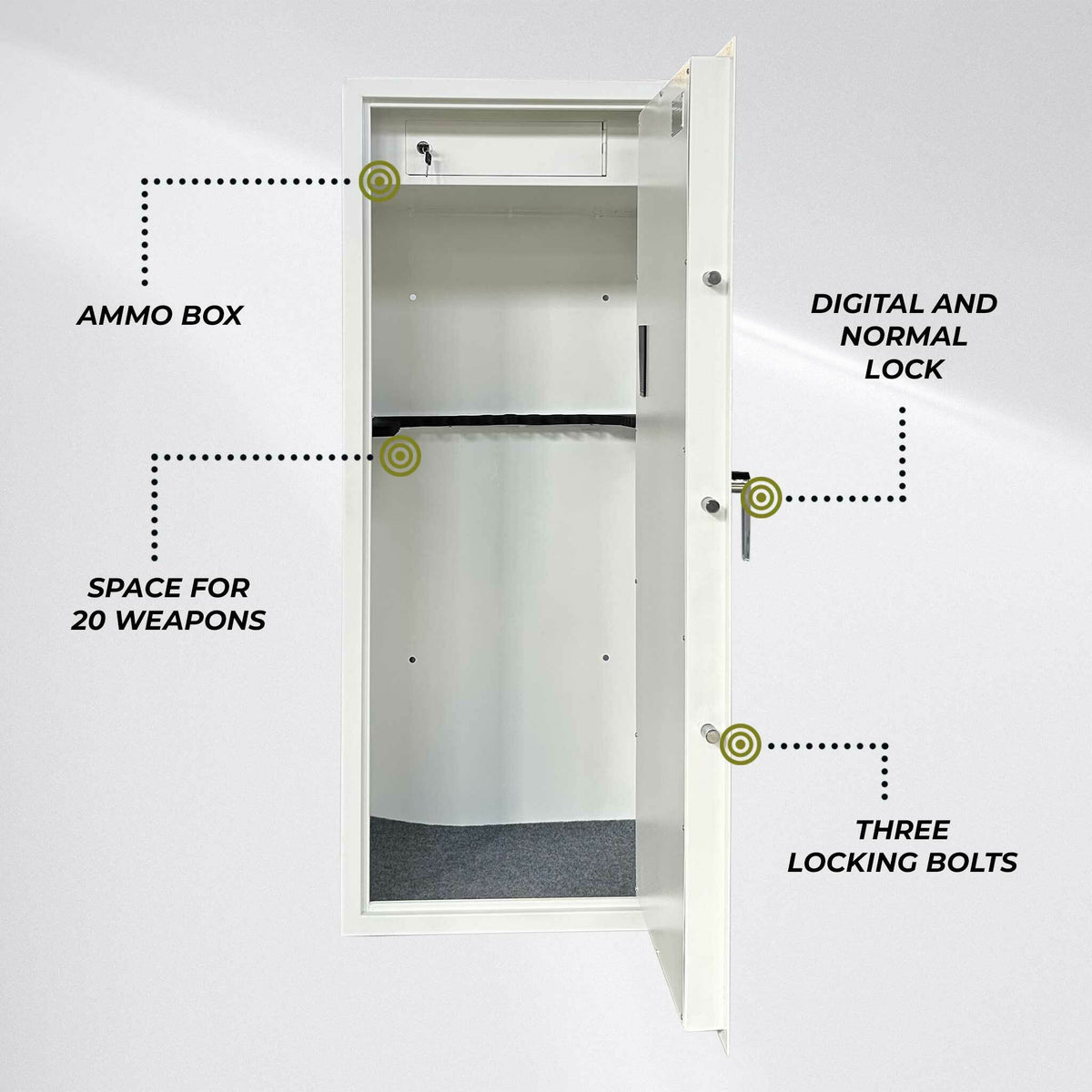 
              Trekker Armadio per Armi per 20 armi AS2000, Bianco, con lucchetto digitale