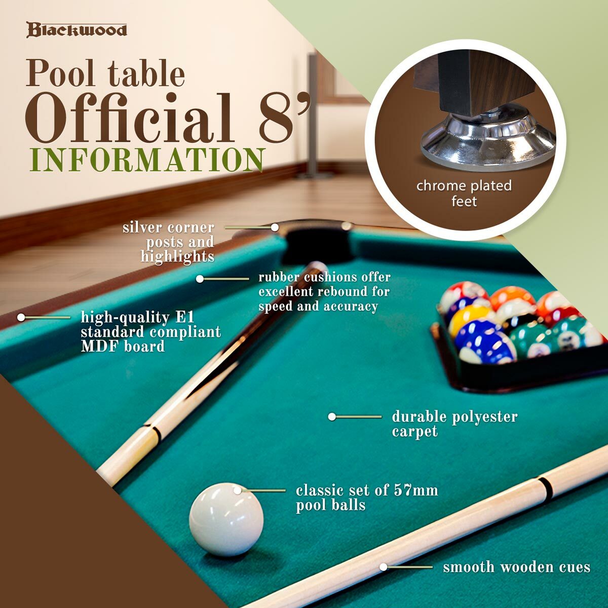 Blackwood Table de billard Official 8'