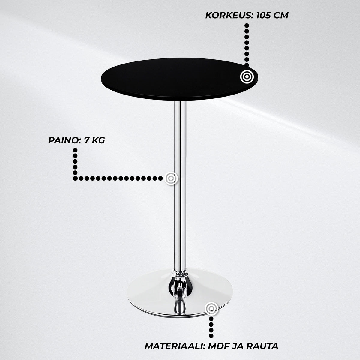 
              Lykke Baaripöytä Comfort musta 60x105cm