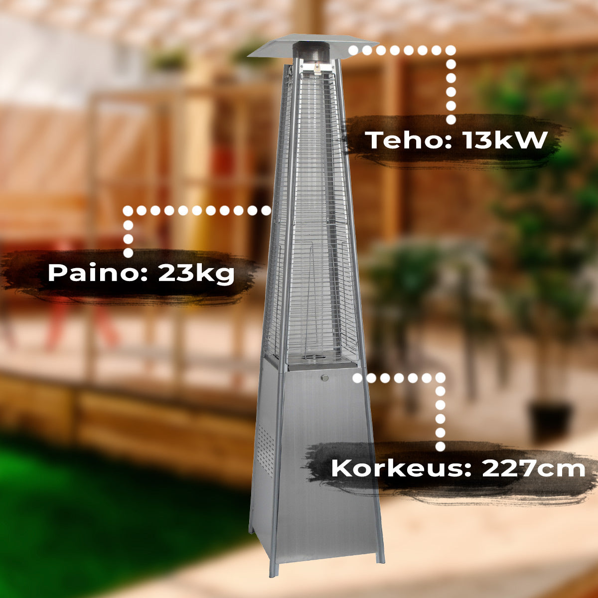 
              Fornorth Terassilämmitin Pyramid, 13kW kaasukäyttöinen, rosteri