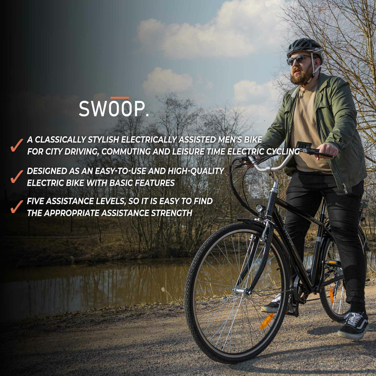 
              Swoop Bicicleta Eléctrica Clásica, Hombre 28&quot;