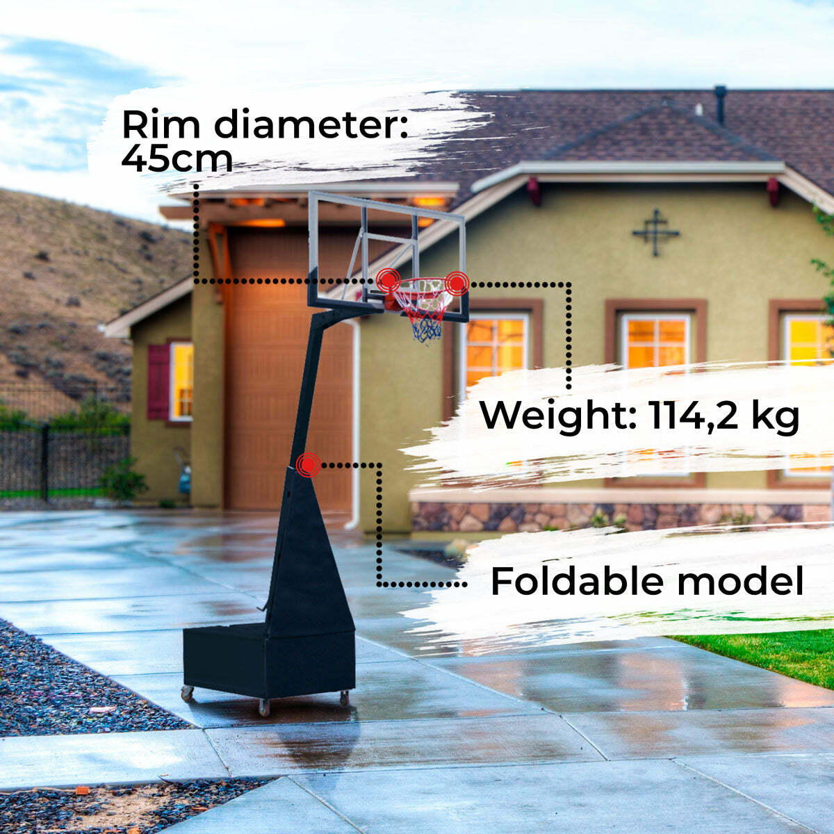 
              Prosport Canestro basket pieghevole 2,6 - 3,05 m