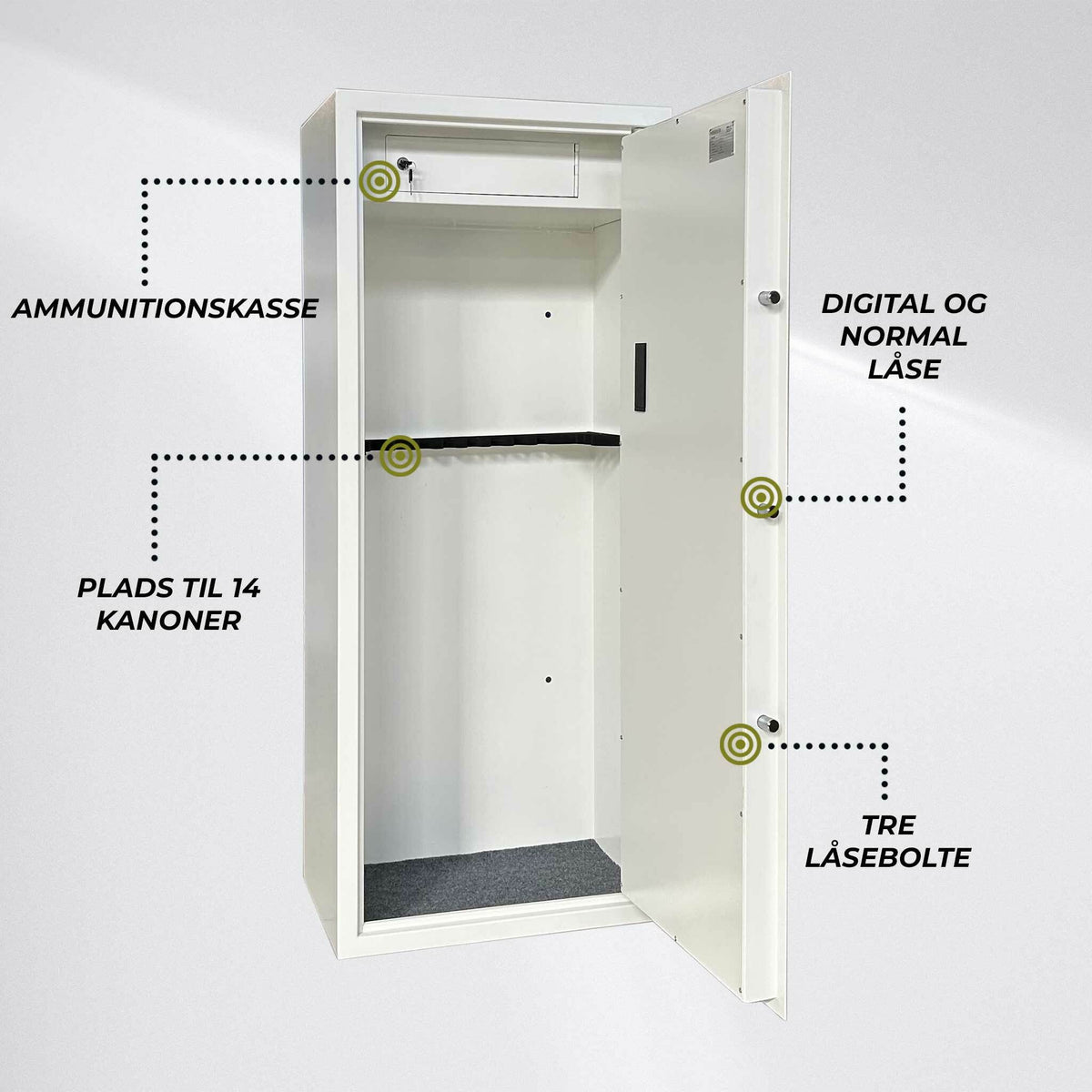 
              Trekker Armario para Armas AS1400, Capacidad para 14 Armas, blanco, con berradura digital