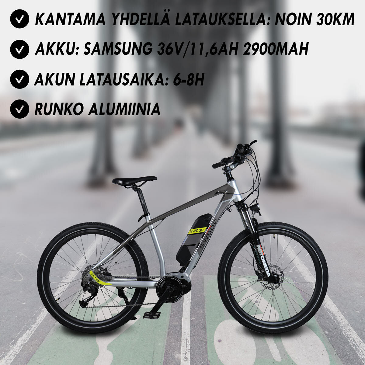 
              Swoop Sähkömaastopyörä MTB Pro, 27,5&quot;