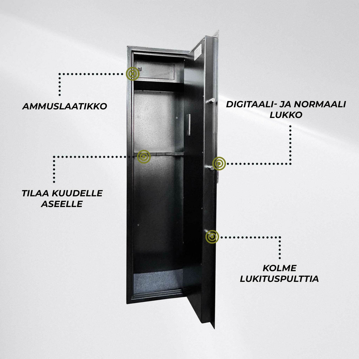 
              Trekker Asekaappi 6-asetta AS600 v2, digitaalilukolla, Musta