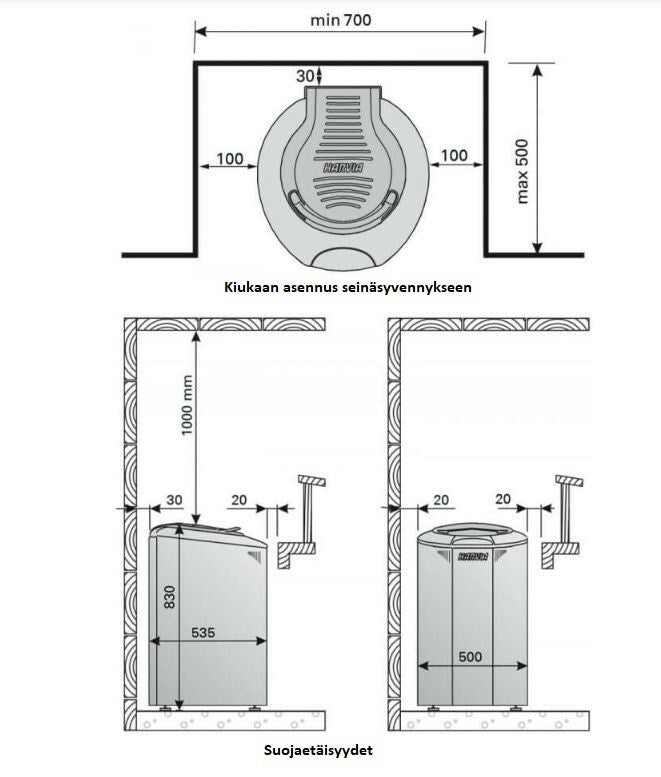
              Sähkökiuas Harvia Aina Valmis Forte AFB6, 6kW, 7-12m³, erillinen ohjaus, musta