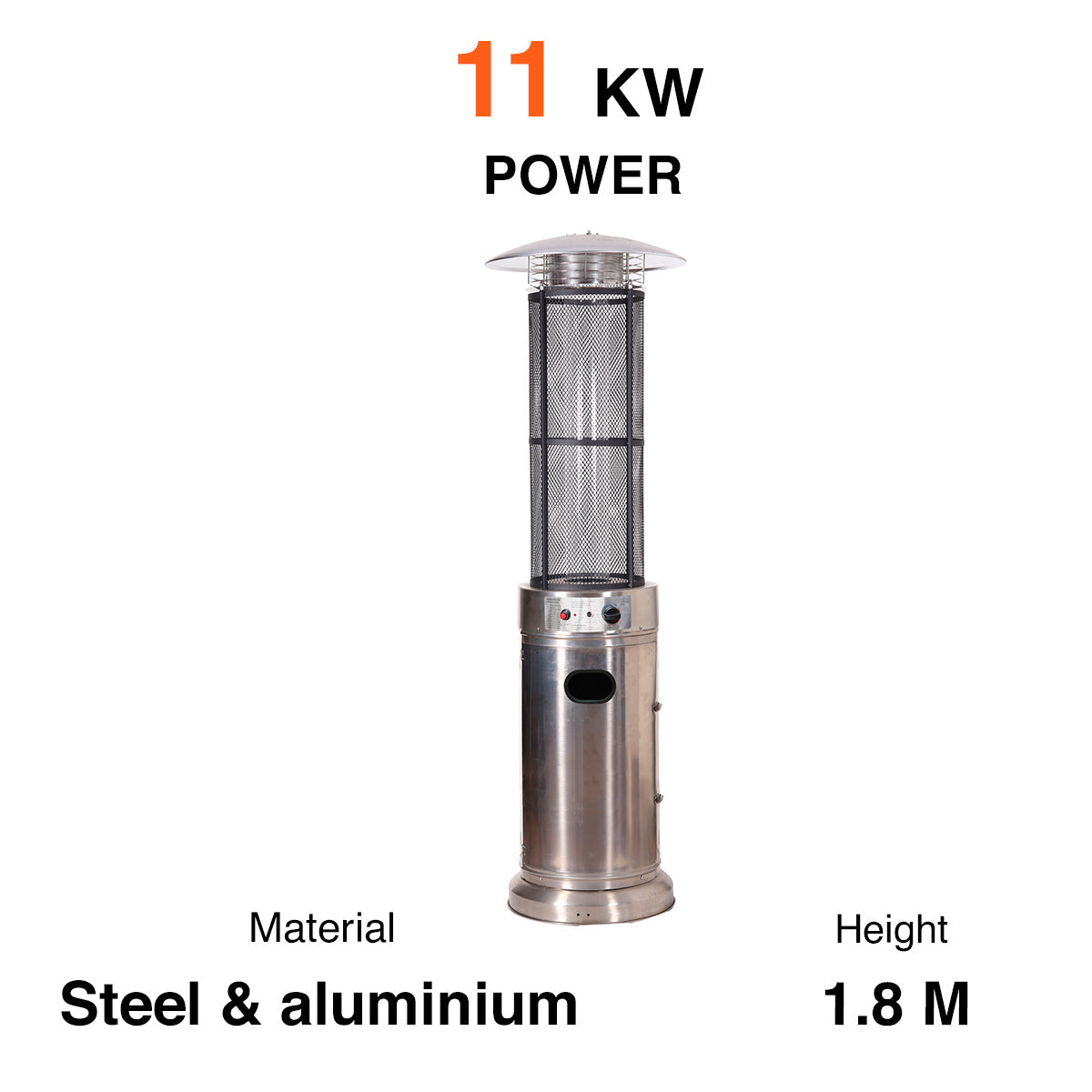 
              Fornorth Chauffage d'extérieur Round Tube 11kW alimenté au gaz, acier inoxydable