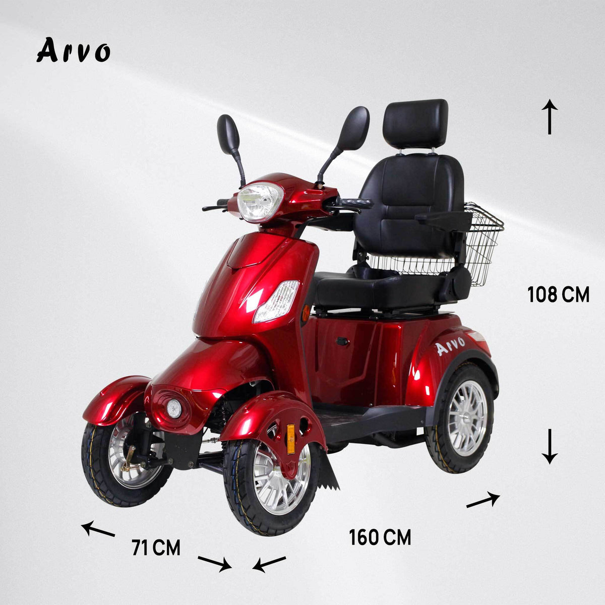 
              Arvo Elscooter til ældre P400 Rød